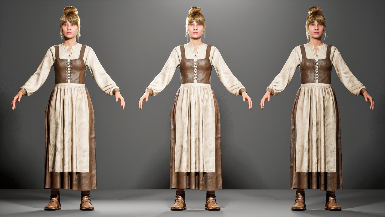 Media 1 for listing Medieval Tavern Maid Outfit for MetaHuman (Resizable | Full Outfit)