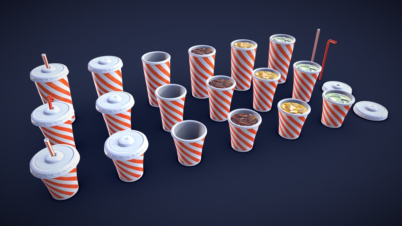 Media 1 for listing Stylized Soda Cups - Game Ready