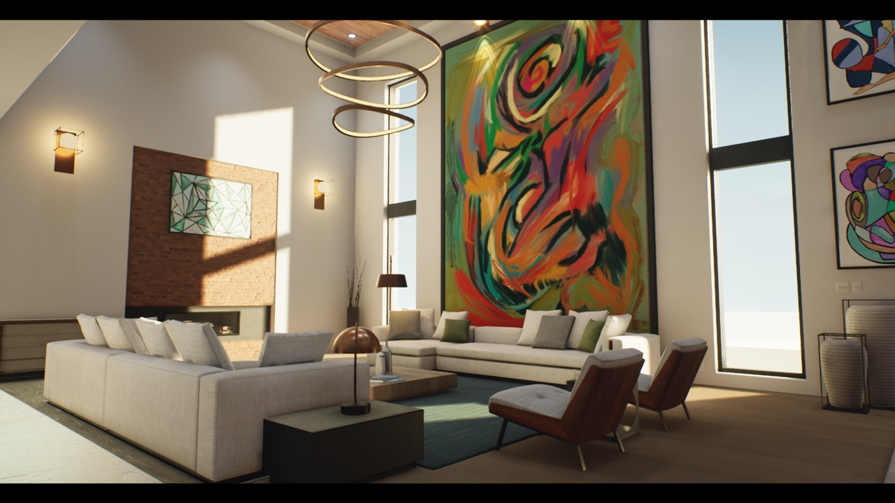 Modern Home / House Interior with 22 Original Modern Paintings ( Painting )
