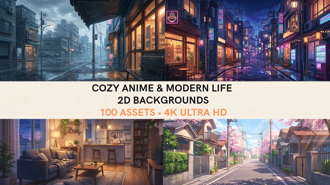 Media 1 for listing Cozy Anime & Modern Life 2D Backgrounds Pack - Vol. 1