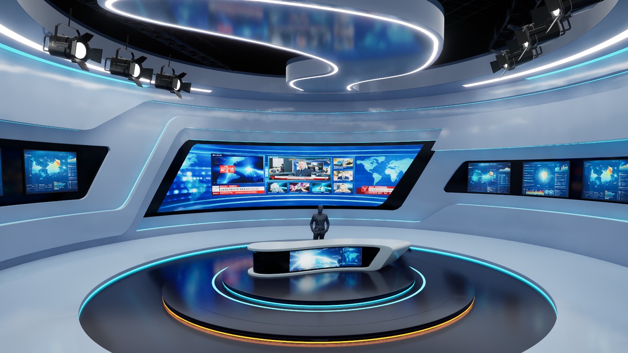 Media 1 for listing Modern Broadcast News Studio - Virtual Set with Holographics