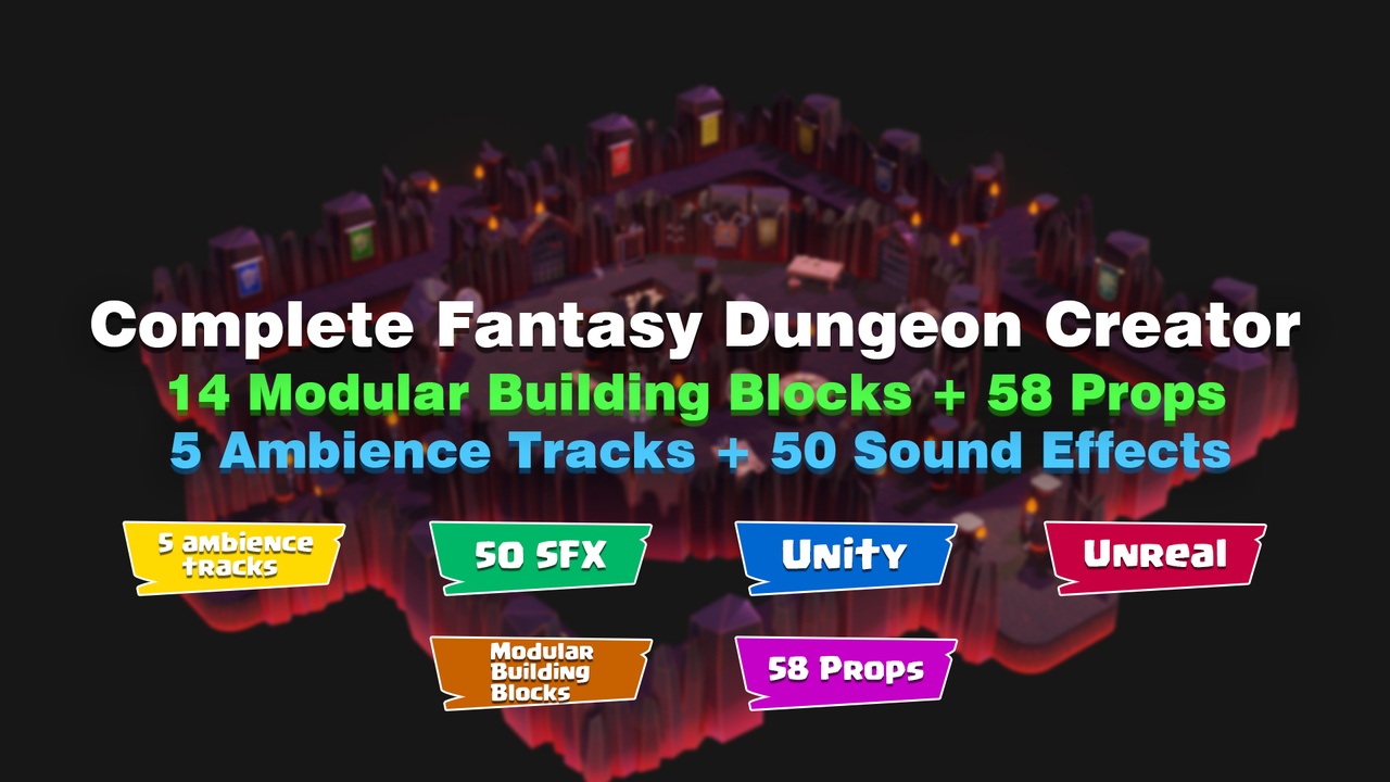 Media 1 for listing Complete Fantasy Dungeon Creator – Modular 3D Assets + Props + Ambience + SFX