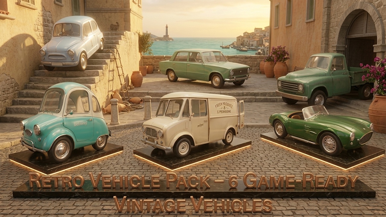 Media 1 for listing Retro Vehicle Pack – 6 Game-Ready Vintage Vehicles