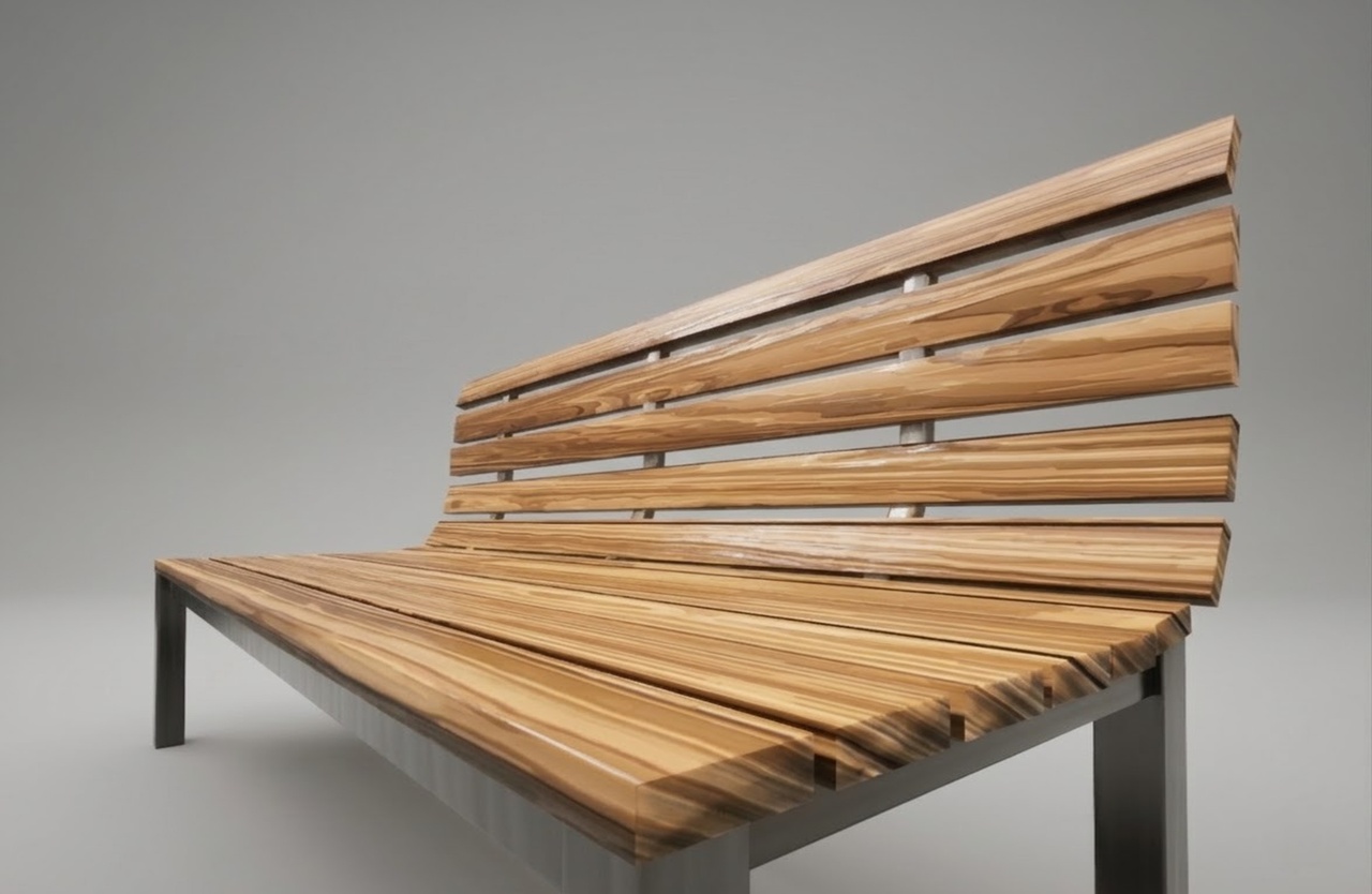 Media 1 for listing Weathered Park Wooden Bench