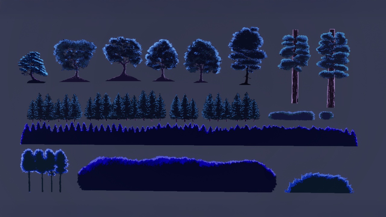 Media 1 for listing 2D Pixel Trees Pack – Dark Forest Style