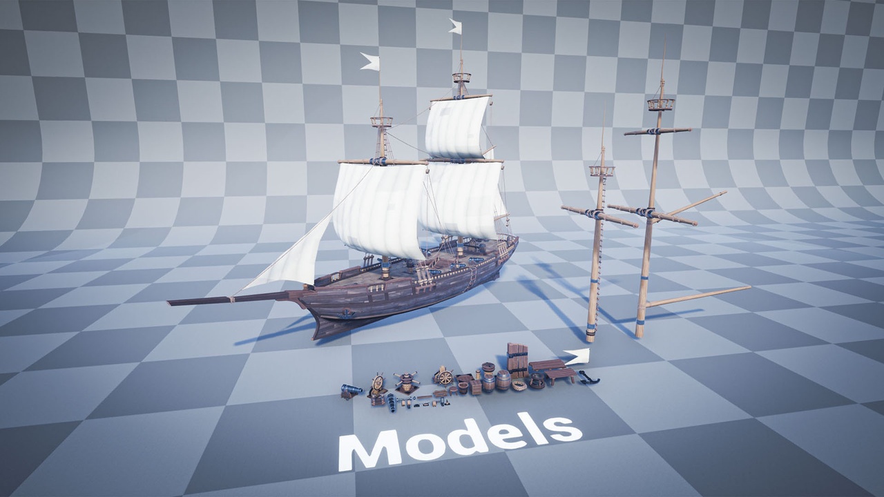 Stylized Ship Brigantina 제품 등록을 위한 미디어 1개