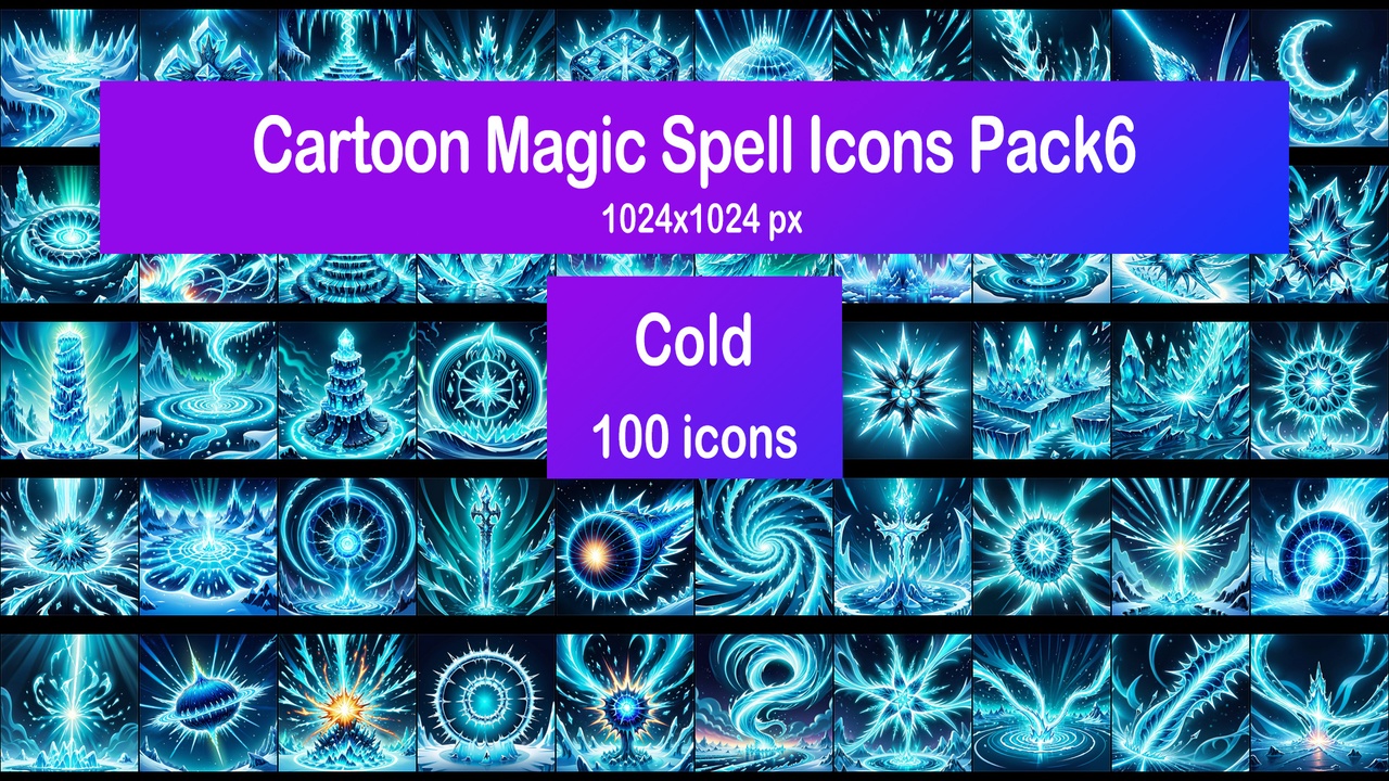 Media 1 for listing Cartoon Magic Spell Icons Pack6 - Cold