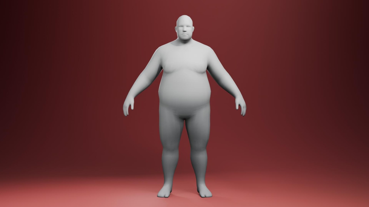 Media 1 for listing Realistic Fat Male Base Mesh Rigged 3D Model