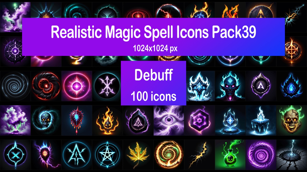 Media 1 for listing Realistic Magic Spell Icons Pack39 - Debuff