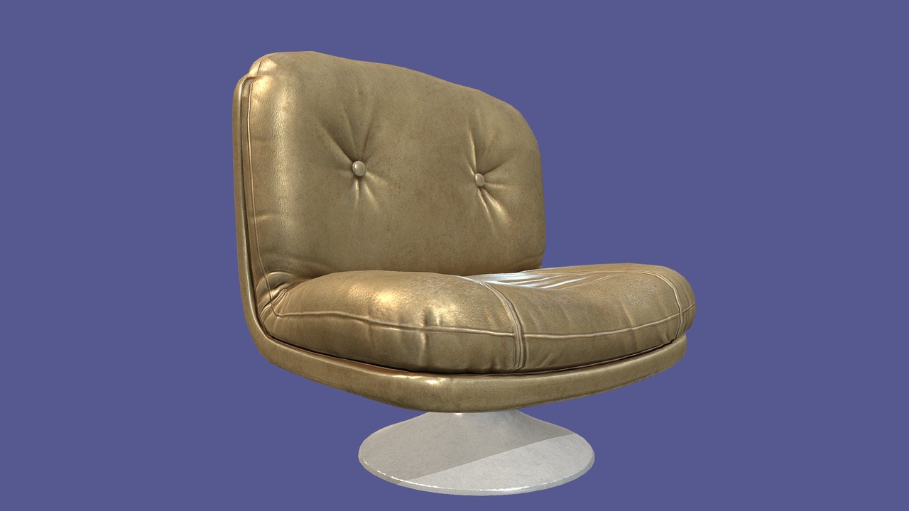 Media 1 for listing Retro vintage 70s chair cream leather