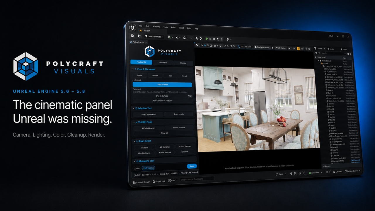 Media 1 for listing PolyCraft Visuals Toolkit – Cinematic, Lighting & Scene Management Tools