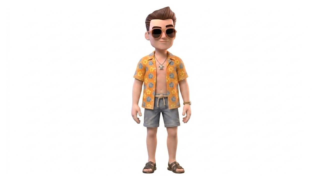 Media 1 for listing Stylized Beach Male Character Cartoon boy - Rigged and Animated