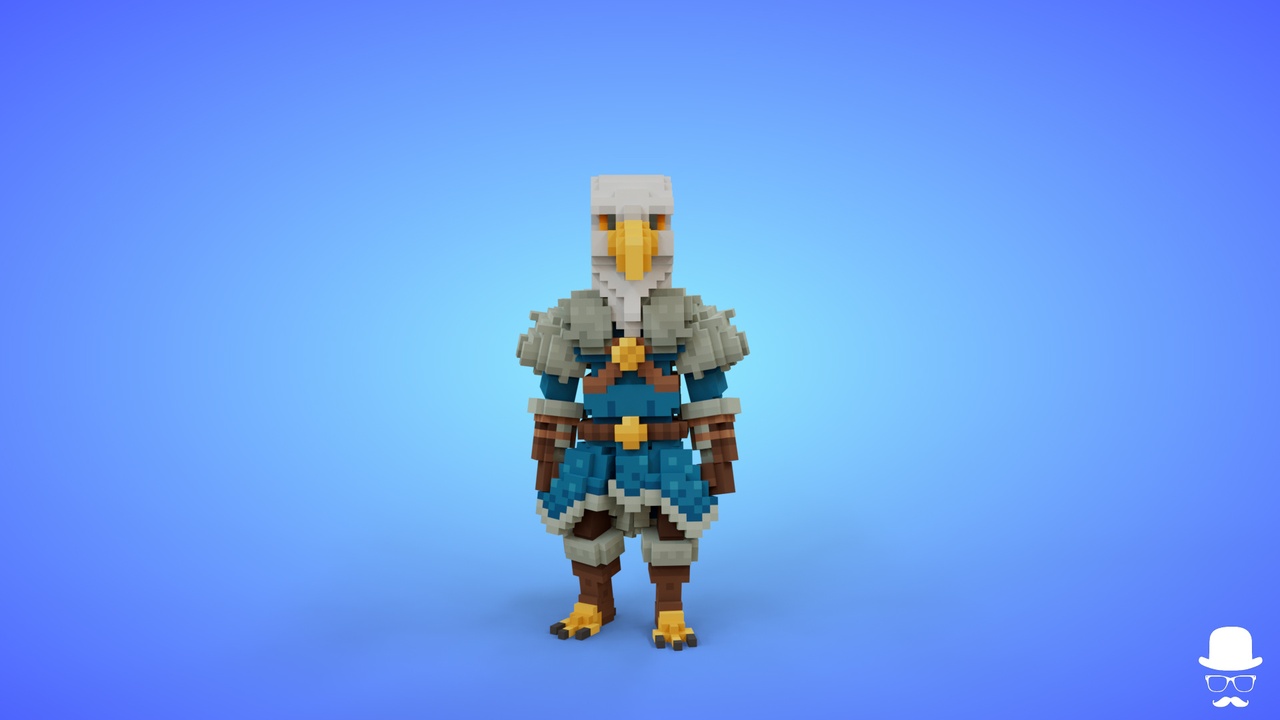 Media 1 for listing Eagle Warrior Voxel Character - 3D Lowpoly Fantasy Creature