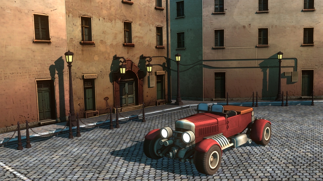 Media 1 for listing stylized vintage car on an old street