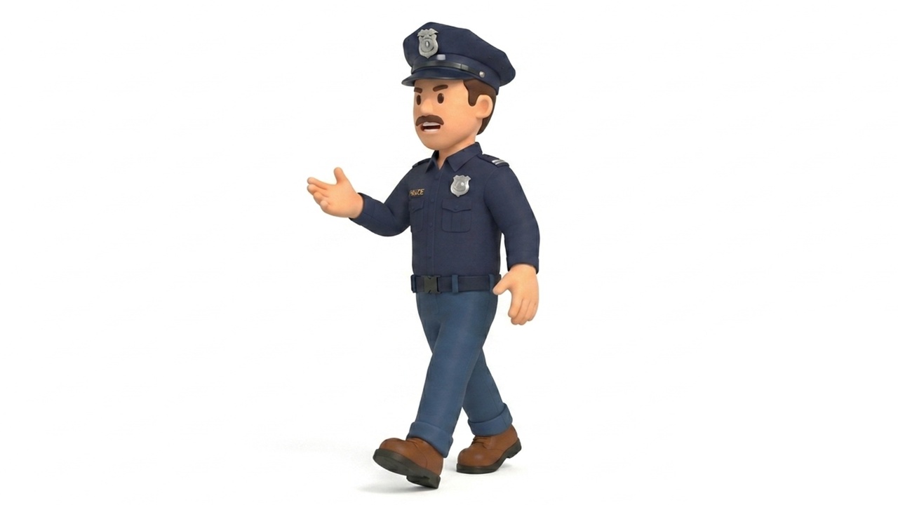 Media 1 for listing Cartoon Police Officer Male Character - Rigged & Animated Game Asset