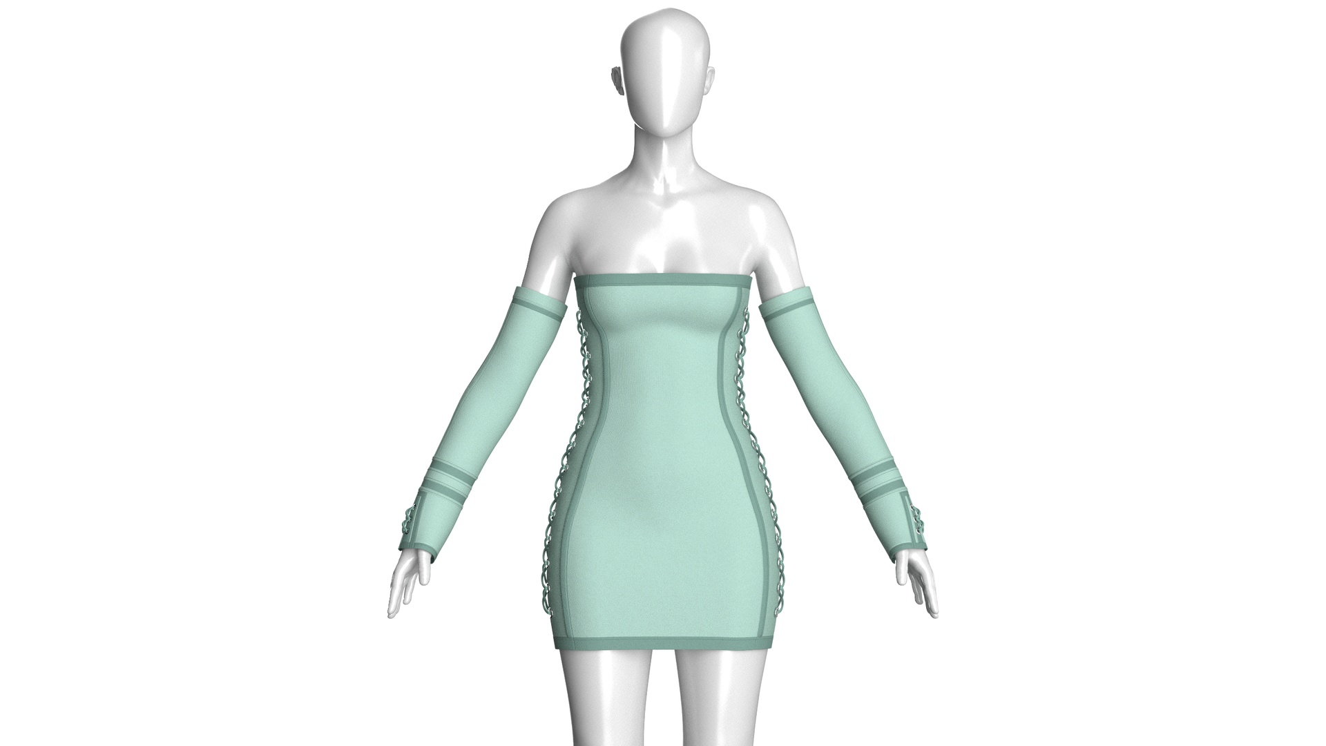 Media 1 for listing Girls Lace - Up Mini Dress With Sleeves | High Poly