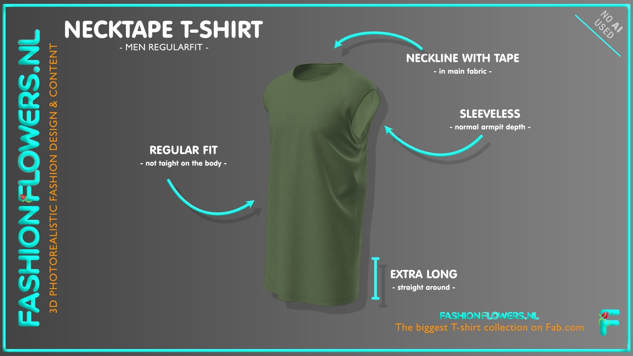 Media 1 for listing Green Colour Extra Long Sleeveless T-shirt | Basic Round Neck | Straight Hem
