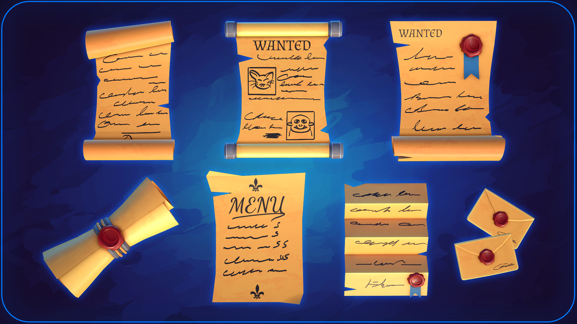 Parchment Model Stylized Parchments Set - Lowpoly and Gameready 3D Models | Fab