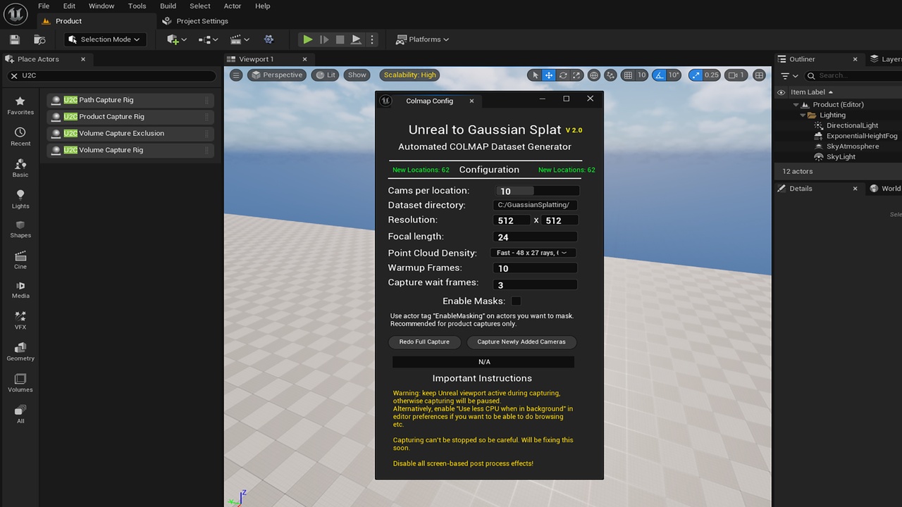Media 1 for listing Unreal to Gaussian Splat - Automated COLMAP Dataset Generator