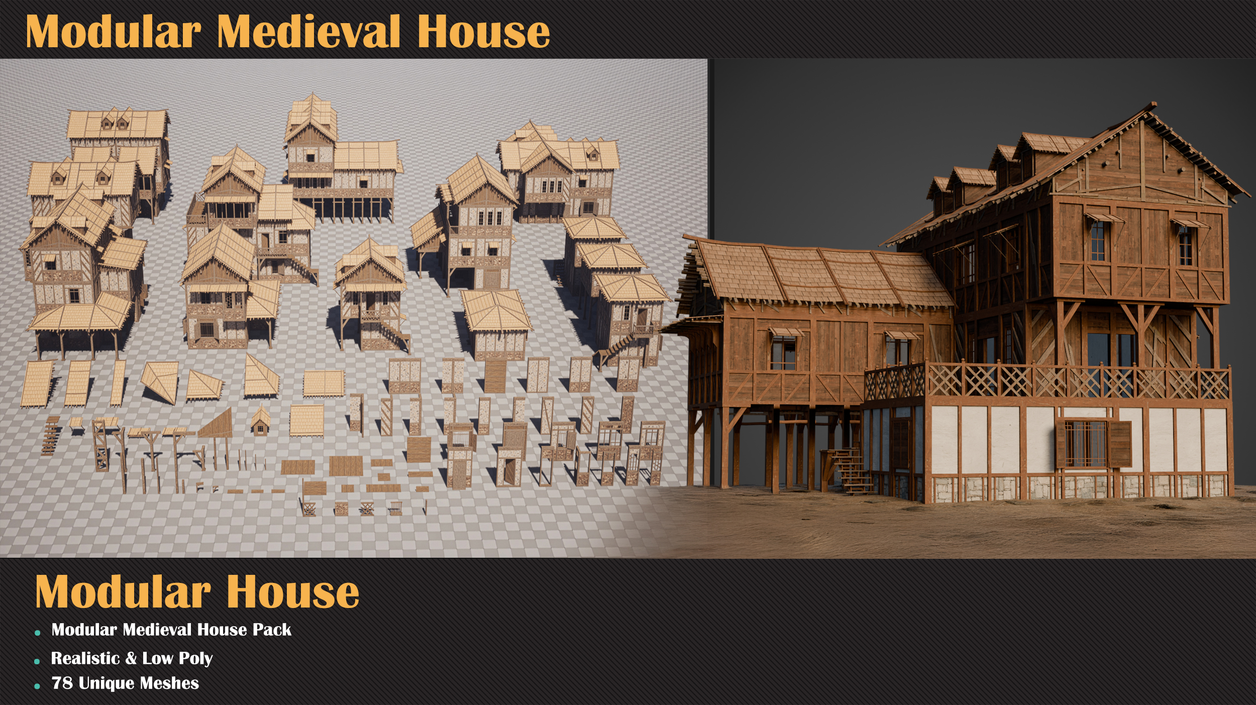 Modular Medieval House Pack | Fab