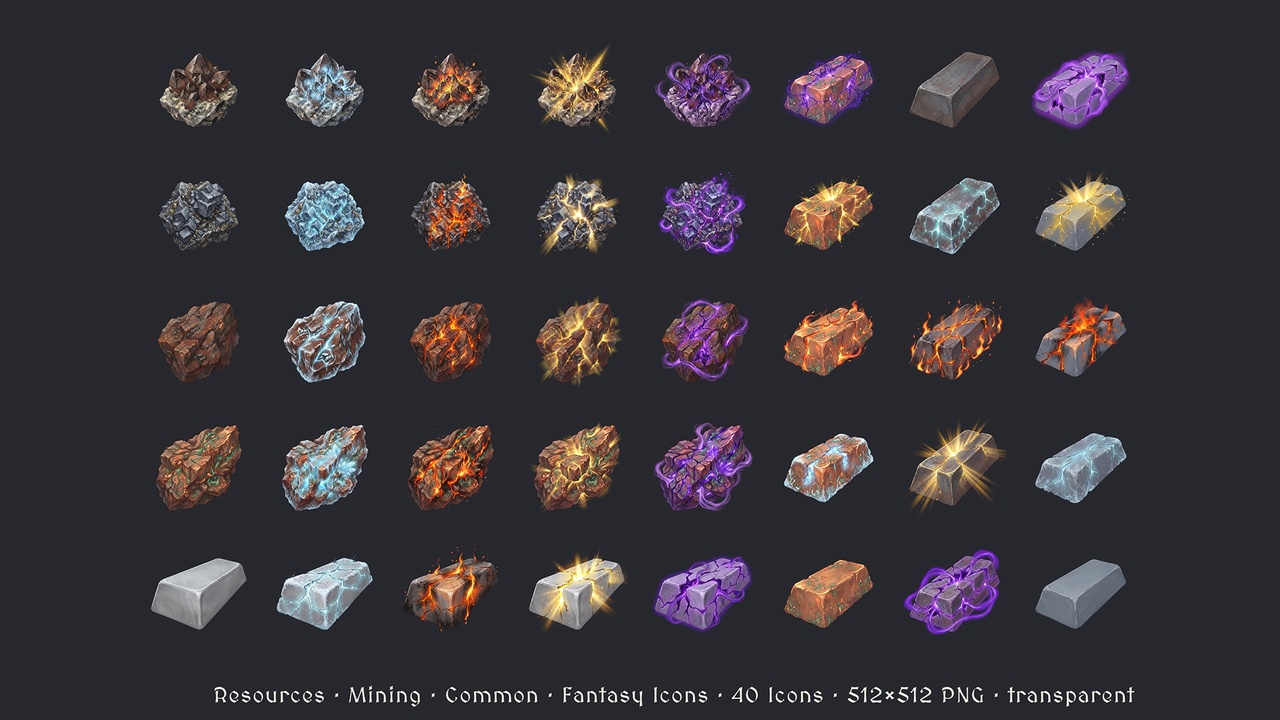 Media 1 for listing Mining - 40 Common Resource Icons [512x512 HD]