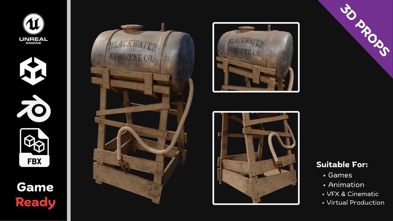 Media 1 for listing Western Fuel Supply Station – Game Ready Prop