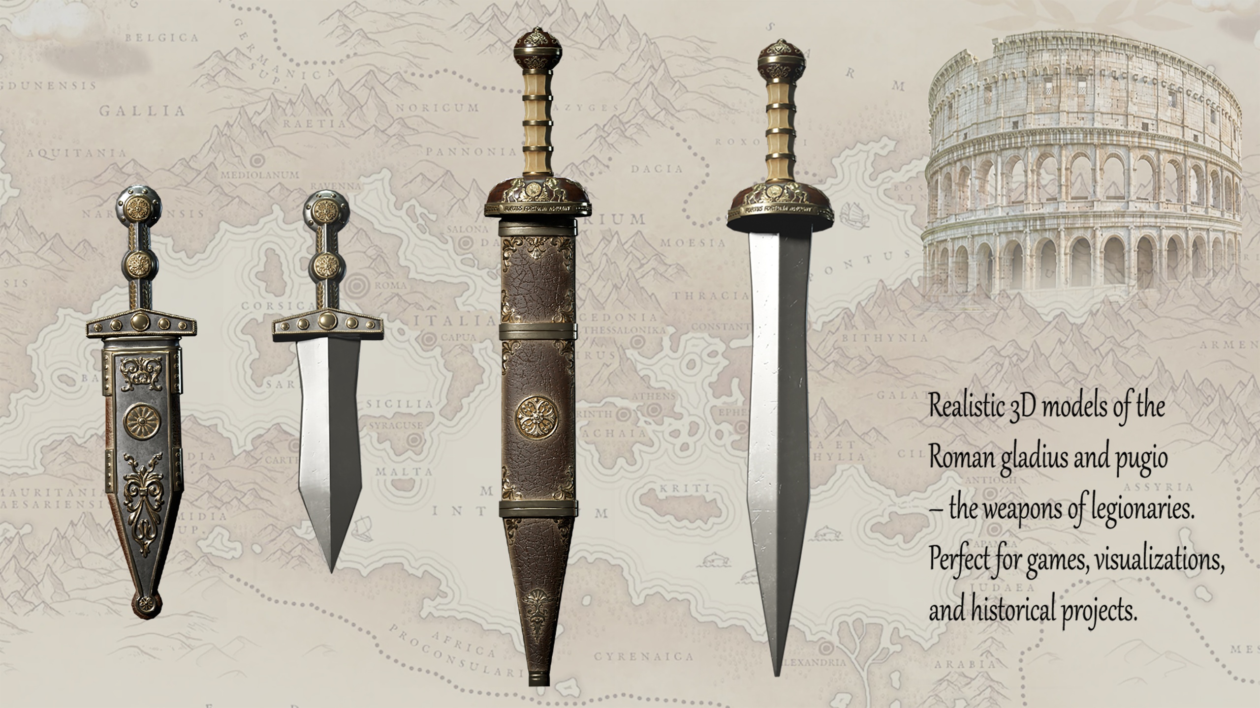 Media 1 for listing Roman weapon 3D model Low-poly 3D model