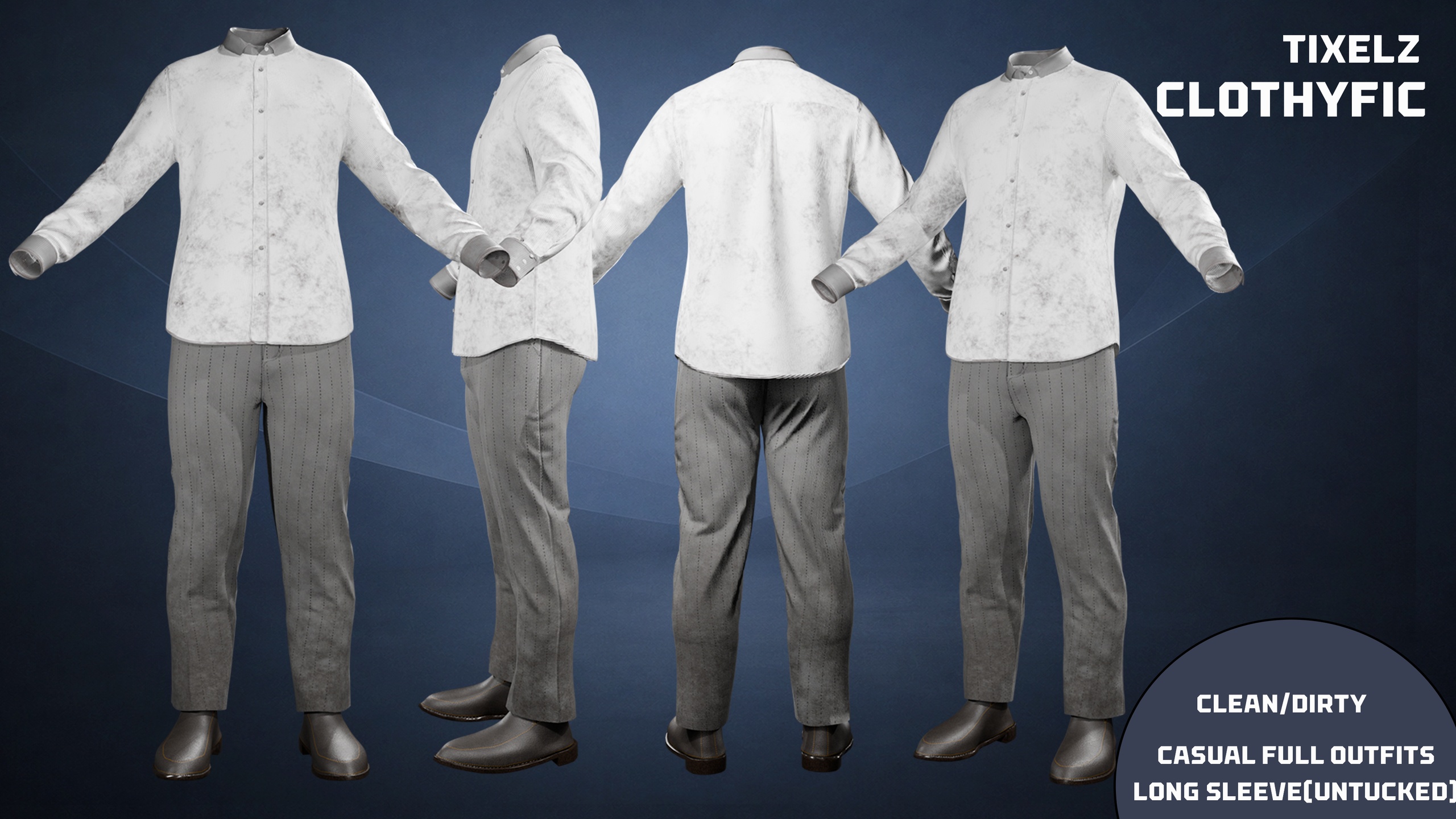 Media 1 for listing t-shirt long sleeve (untucked) +pant+shoe - clothyfic casual outfit 4