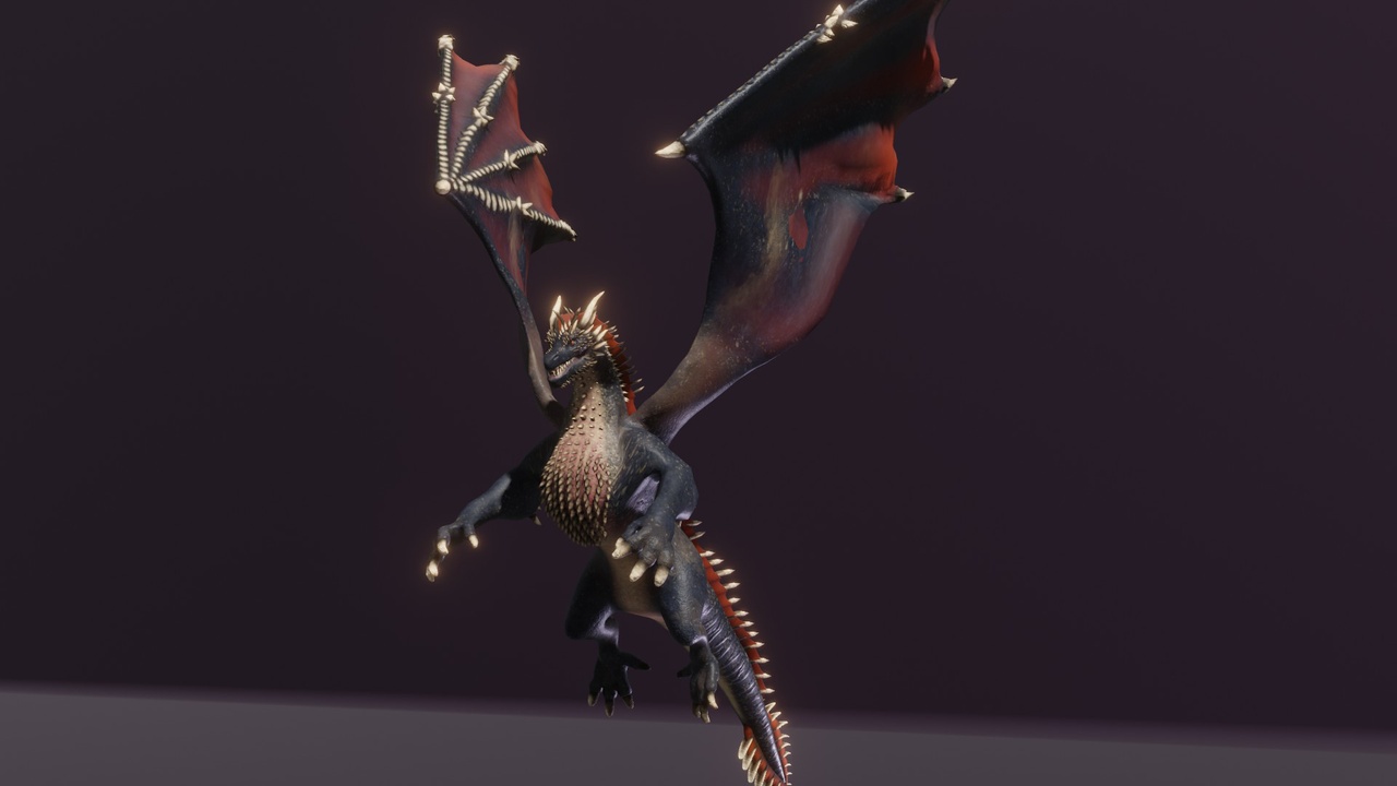 商品 Realistic Black Dragon Animated Low-poly 3D Model 的媒体 1