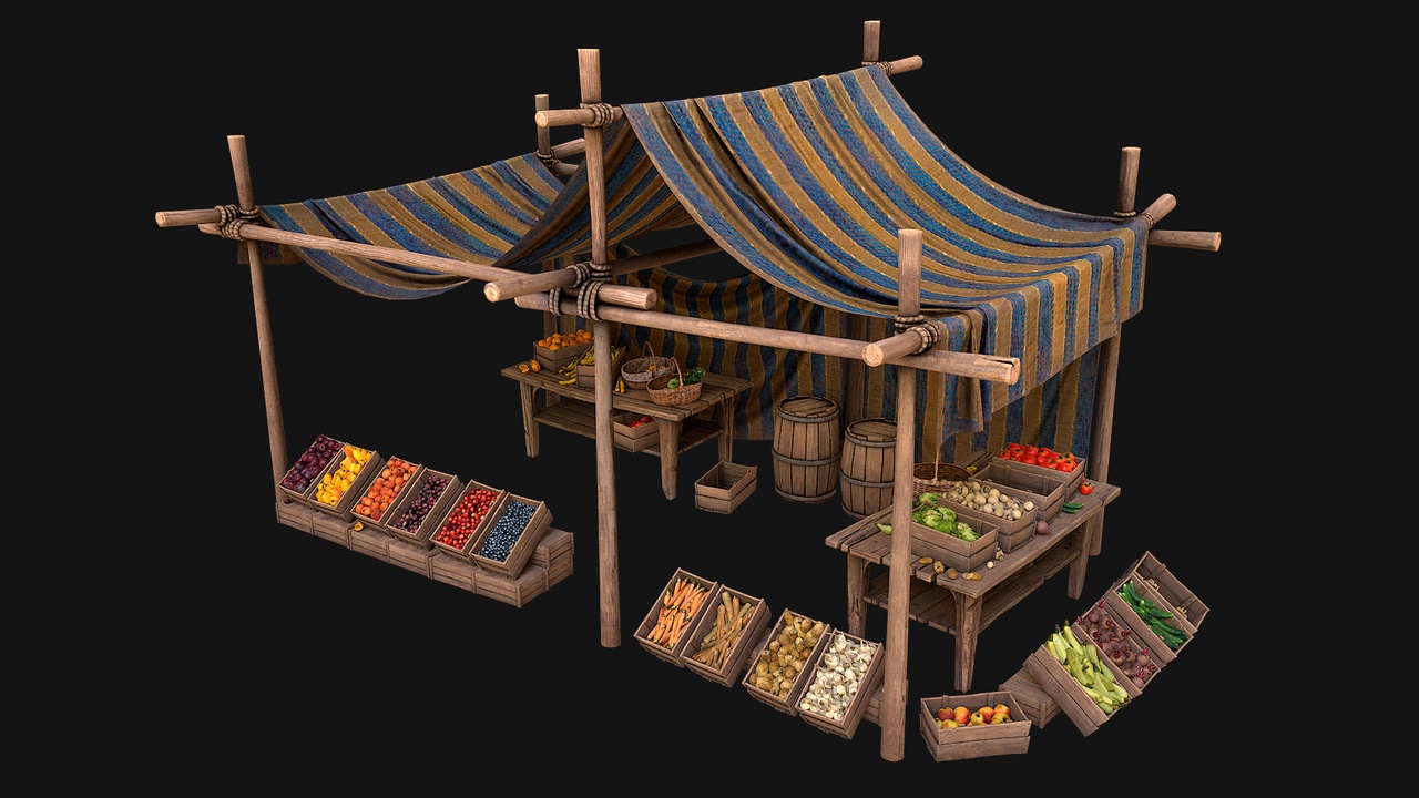 Media 1 for listing Medieval Market Fruit and Vegetable Stalls