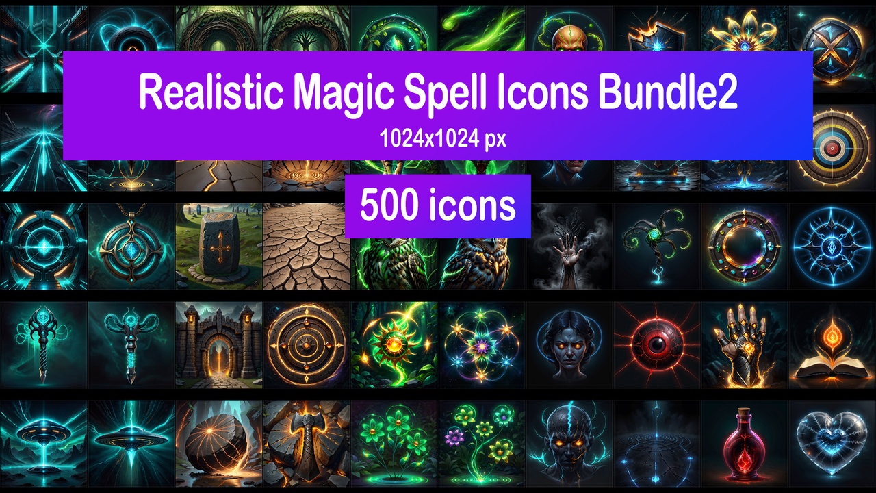 Media 1 for listing Realistic Magic Spell Icons Bundle2