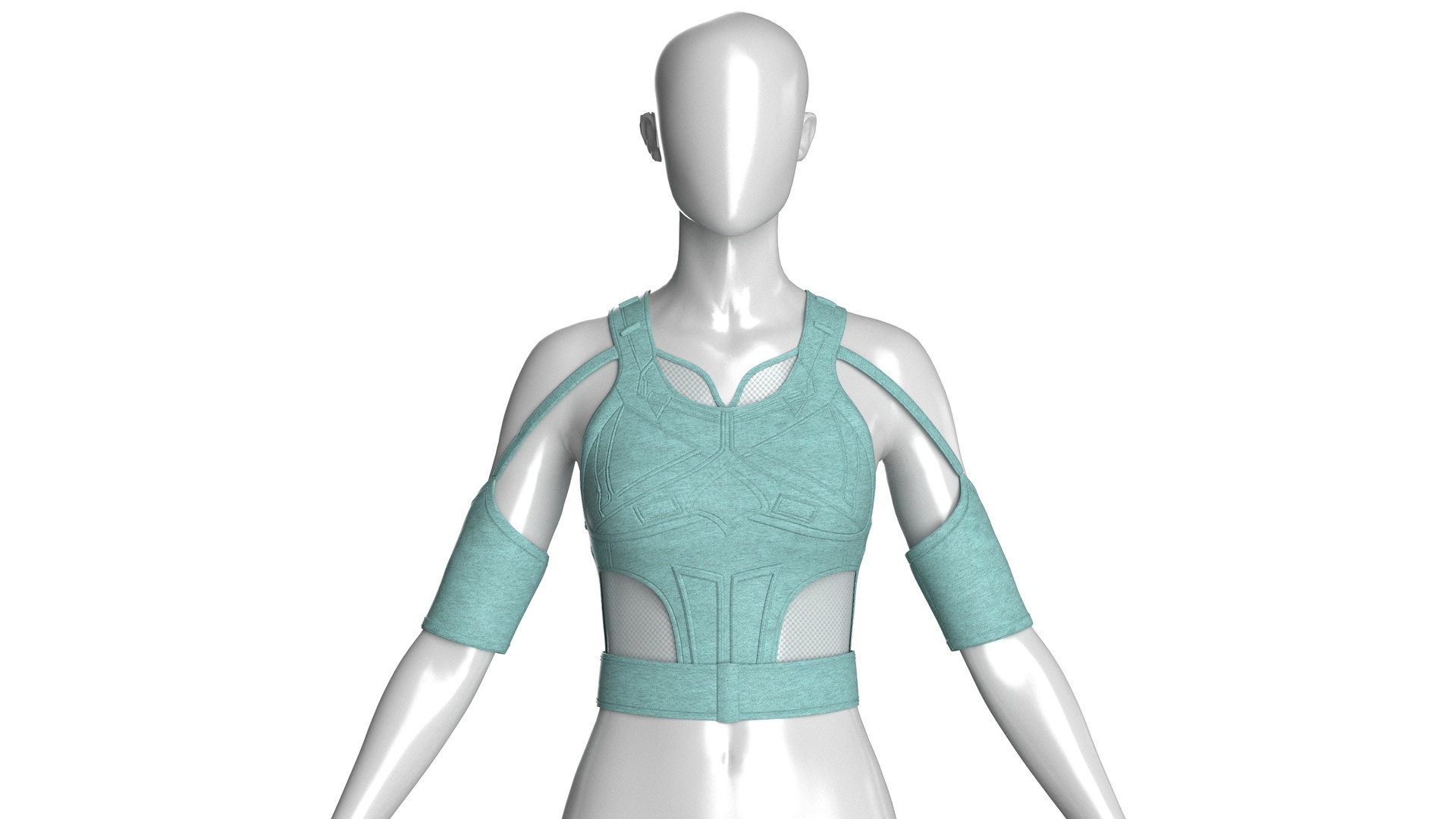 Media 1 for listing Girls Crop Top With Mesh Inserts | High Poly