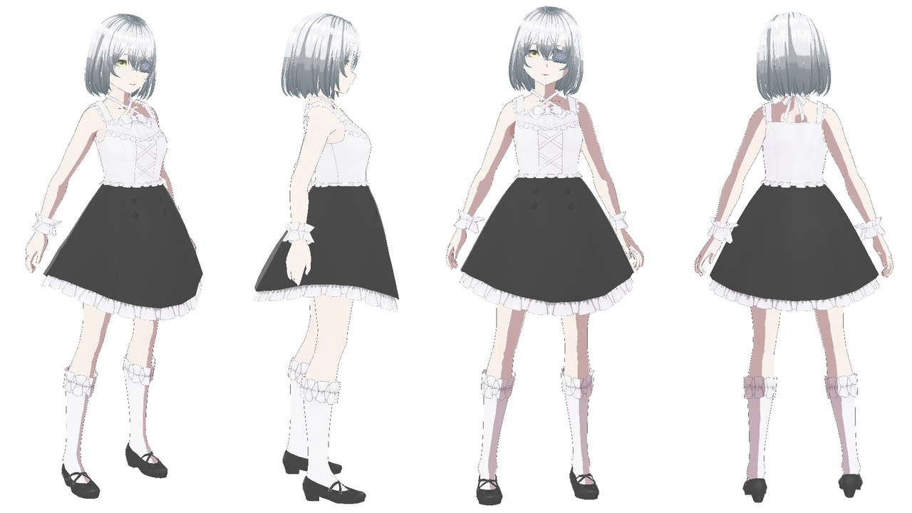 Media 1 for listing Anime Girl in White Dress 3D Model Fully Rigged