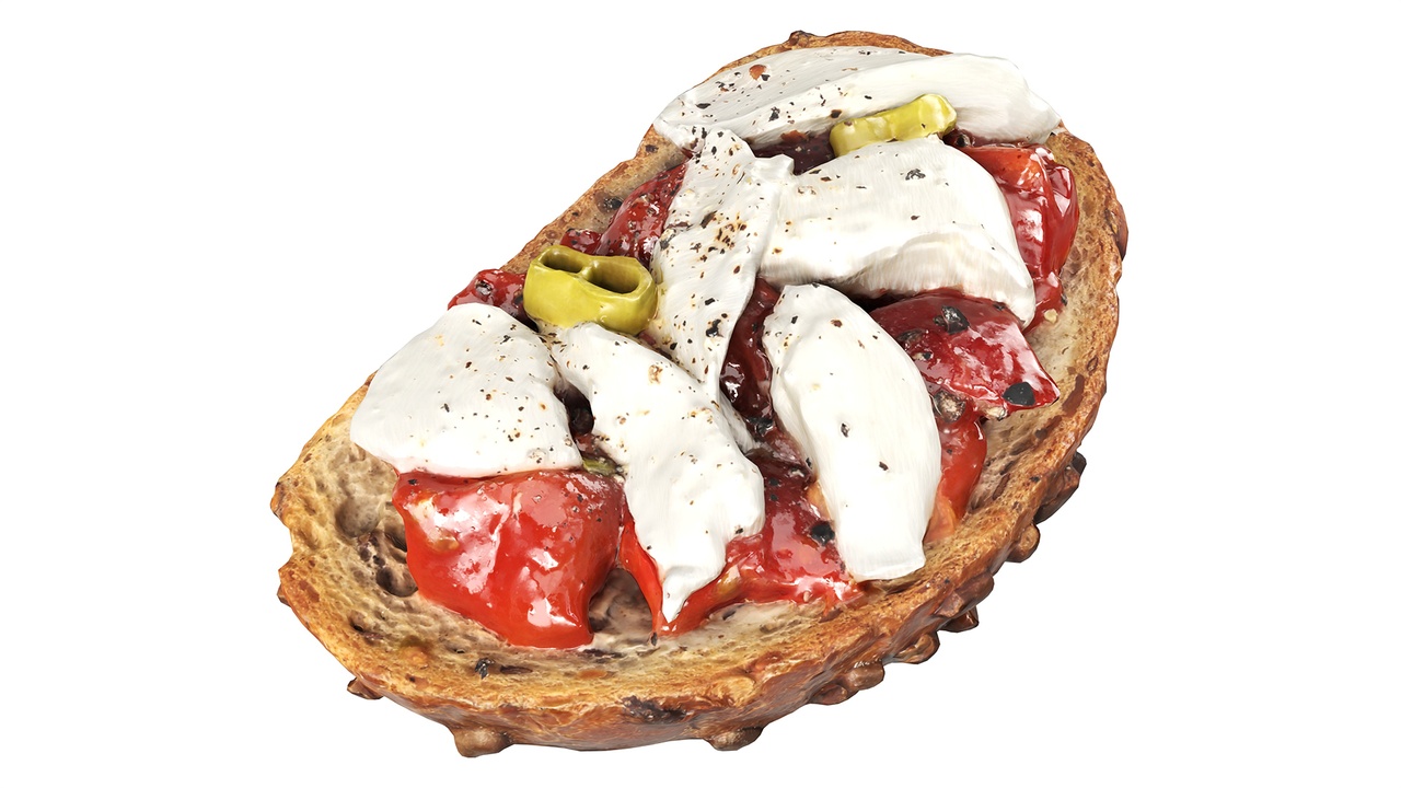 الوسائط 1 للقائمة Bruschetta stuffed with chopped tomatoes and mozzarella cheese