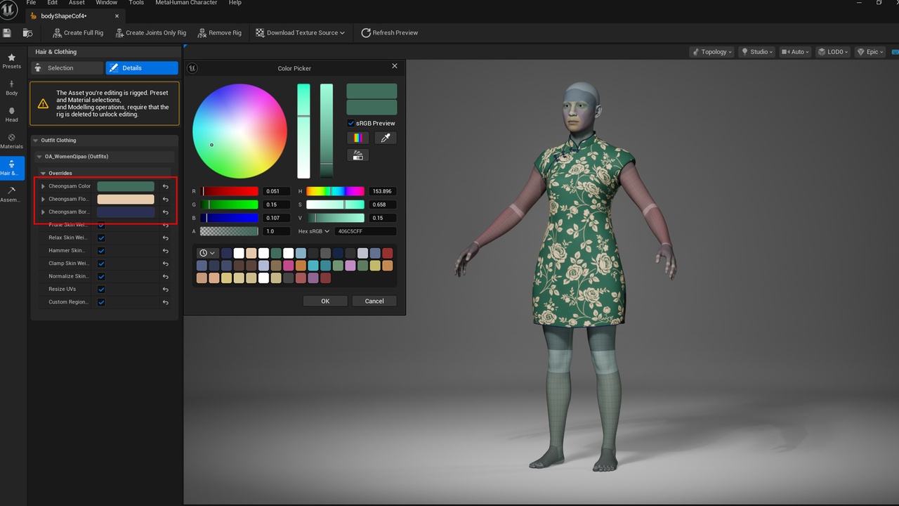 Media 1 for listing Chinese Traditional Dress Qipao - Metahuman Cheongsam Clothes - Parametric Outfi
