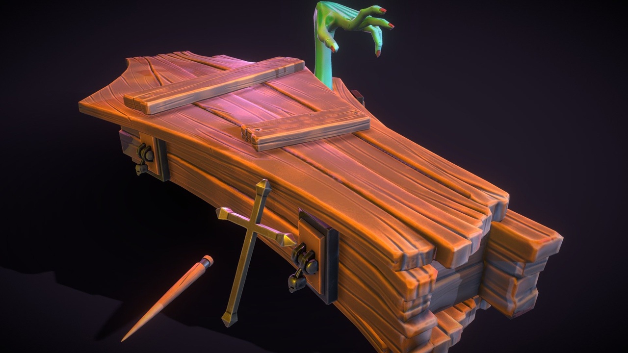 Media 1 for listing Stylized Coffin for Video Games
