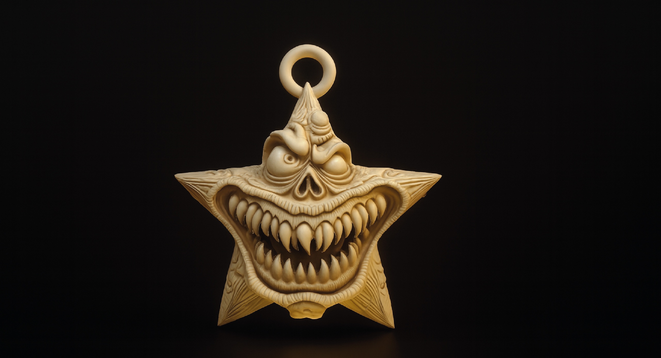 Media 1 for listing Twisted Christmas Star Fiend – 3D Holiday Horror Pendant