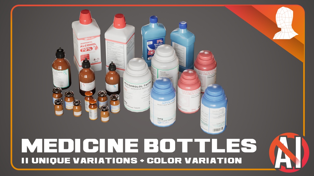 Media 1 for listing Medicine Bottles and Vails - PBR Game Ready