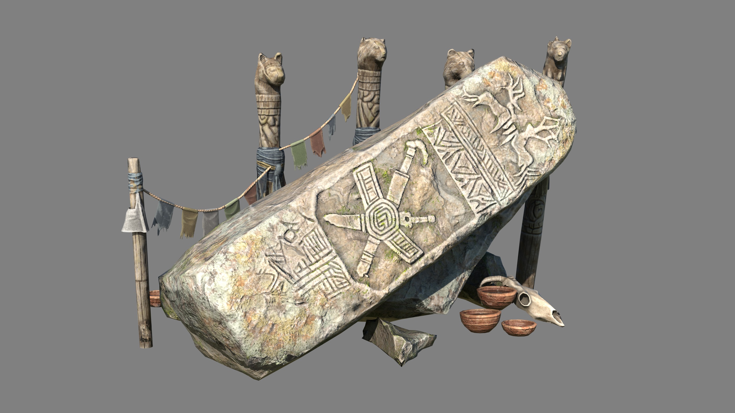 Media 1 for listing Central Asian Nomad Set - Stone Ovoo and Totem Altar