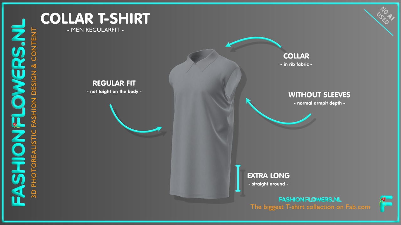 Media 1 for listing Gray Colour Extra Long Sleeveless Polo Collar T-shirt | Poloshirt Style Collar