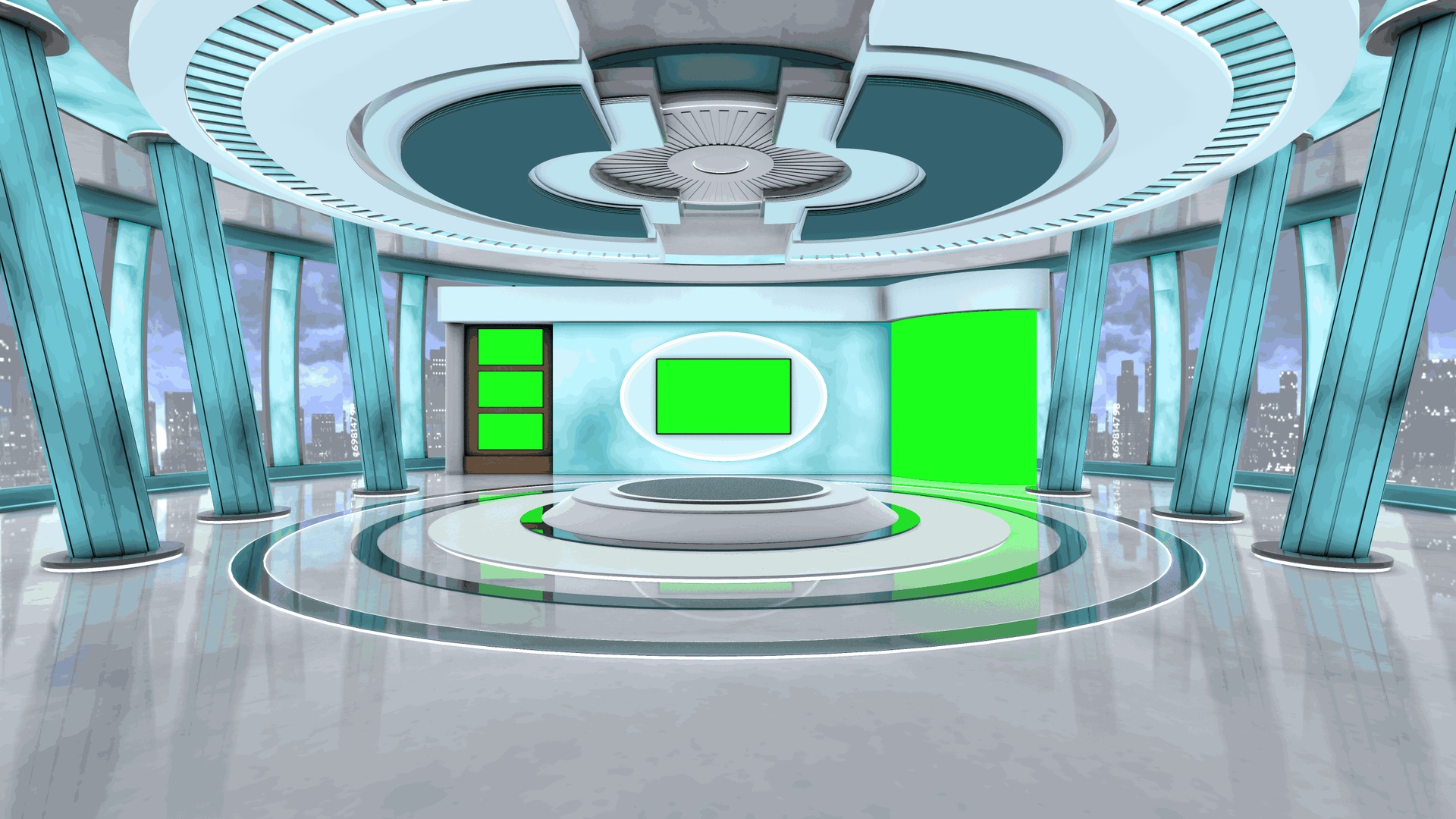 Media 1 for listing Aether Nexus – Futuristic Broadcast Studio & Transition Corridor Set