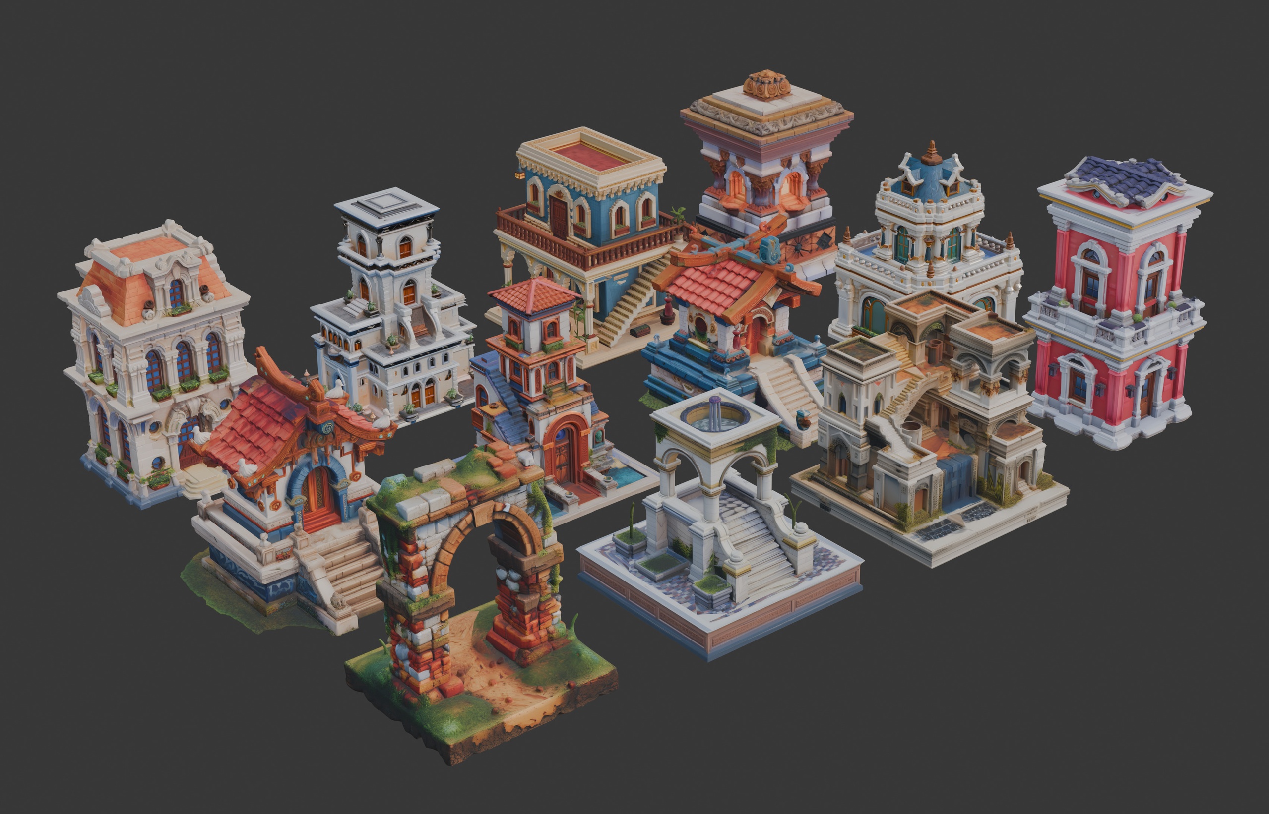 Media 1 for listing Stylized Fantasy Architecture Set