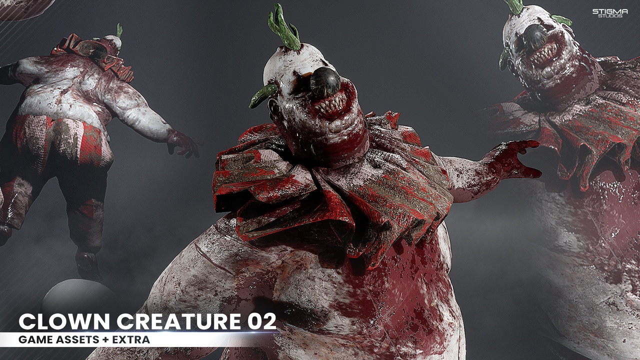 Media 1 for listing Creepy Clown Creature 02 - Game Assets + Extra
