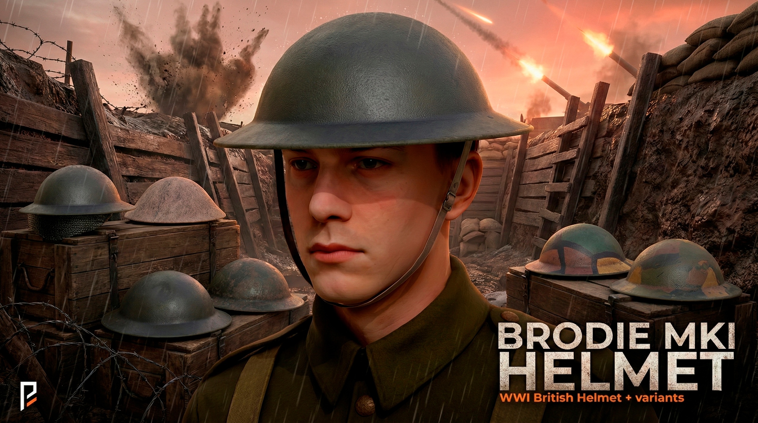 Media 1 for listing WWI British helmet - Brodie Mk I + Variants