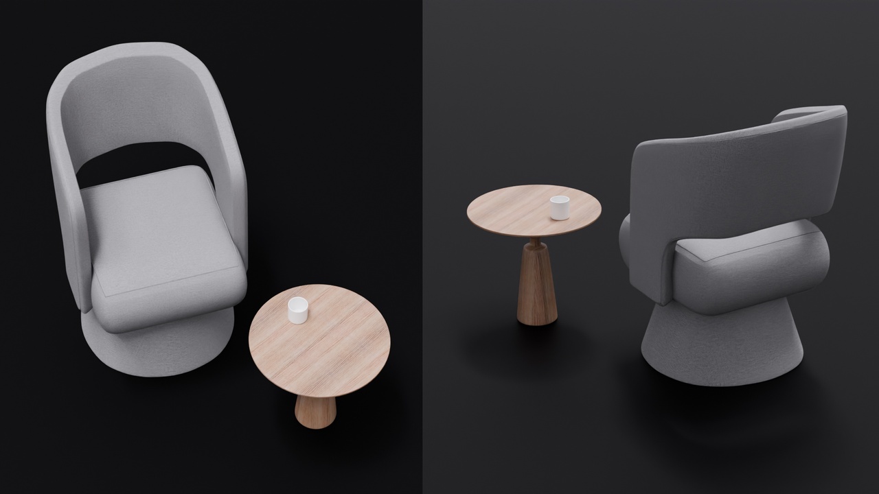 Media 1 for listing Modern Swivel Lounge Chair & Minimalist Side Table