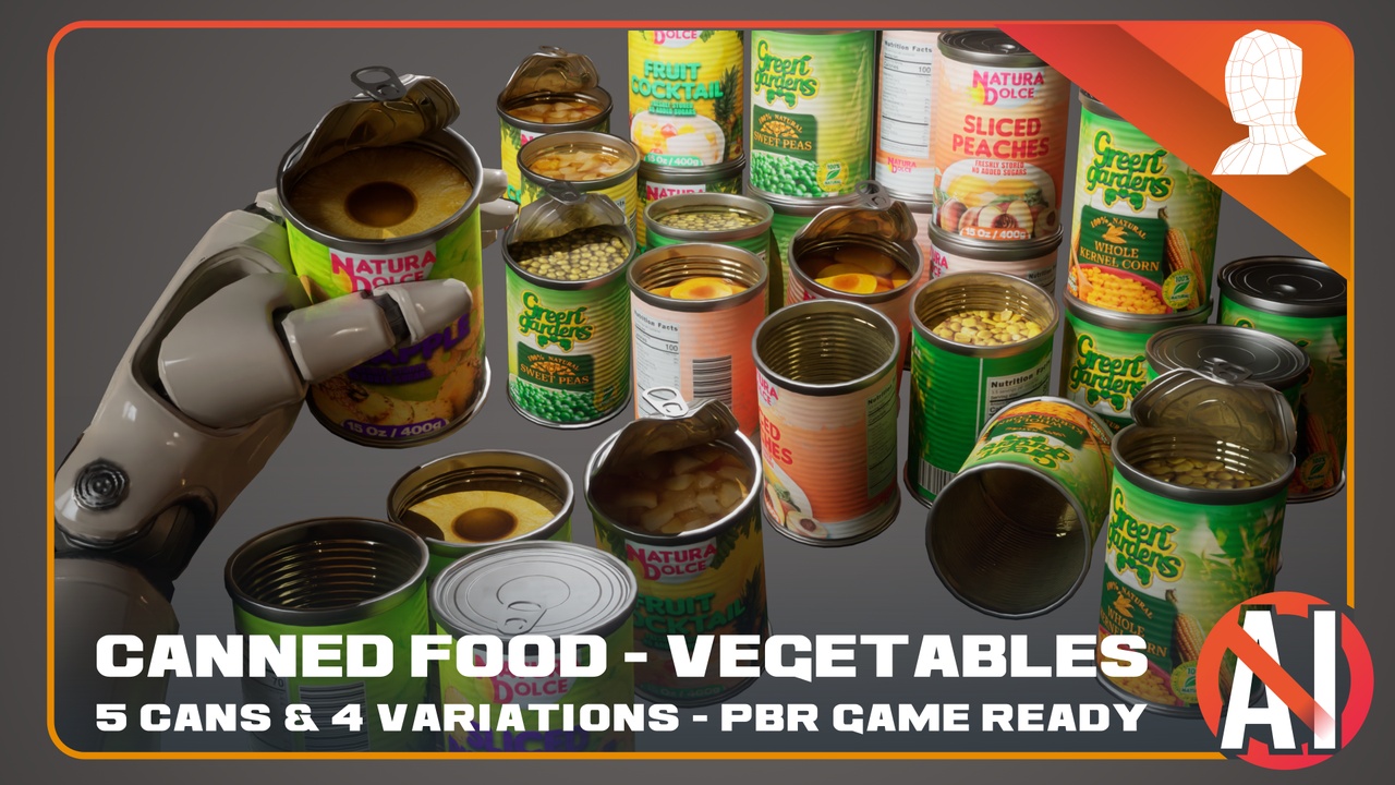 Media 1 for listing Canned Food - Fruits and Vegetables - PBR Game Ready