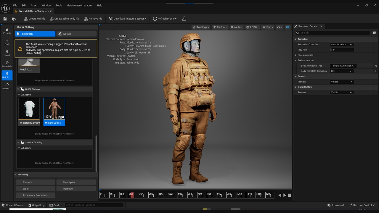 Media 1 for listing Military Outfit for Metahuman 1 - MHPKG