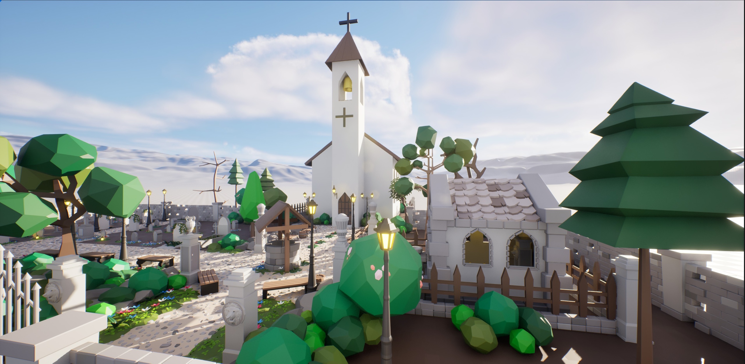 Media 1 for listing Polybuild Graveyard - Low Poly Stylized Pack