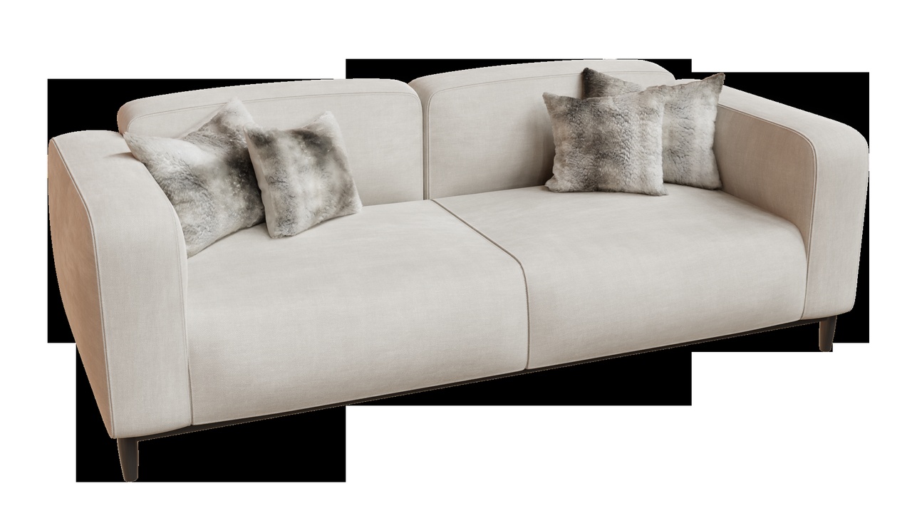 Multimedia 1 para anuncio Luxurious 3D Couch Model with Realistic Fur Cushions – Blender File