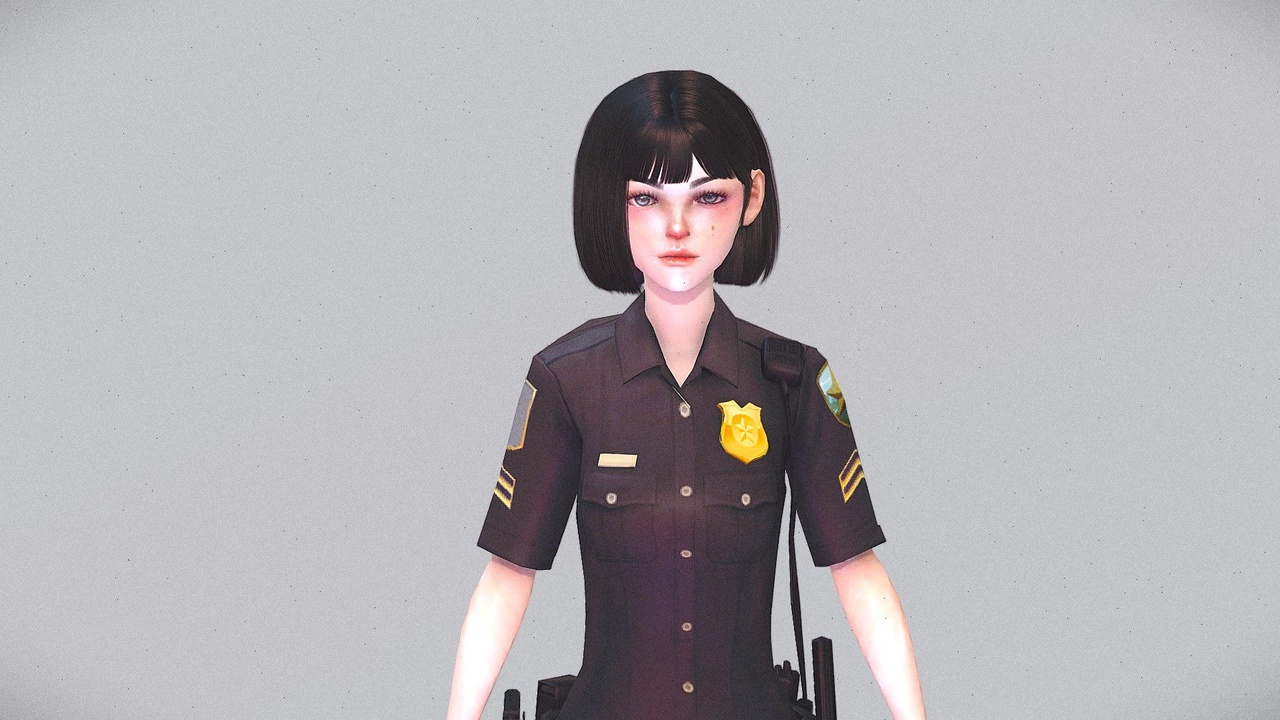 Media 1 for listing Police-girl Low-poly 3D model (Rigged + PBR)